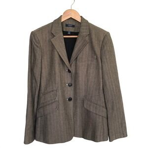 Chaps Herringbone Cotton Blazer Jacket 12 Brown Textured Preppy Career Corpcore‎